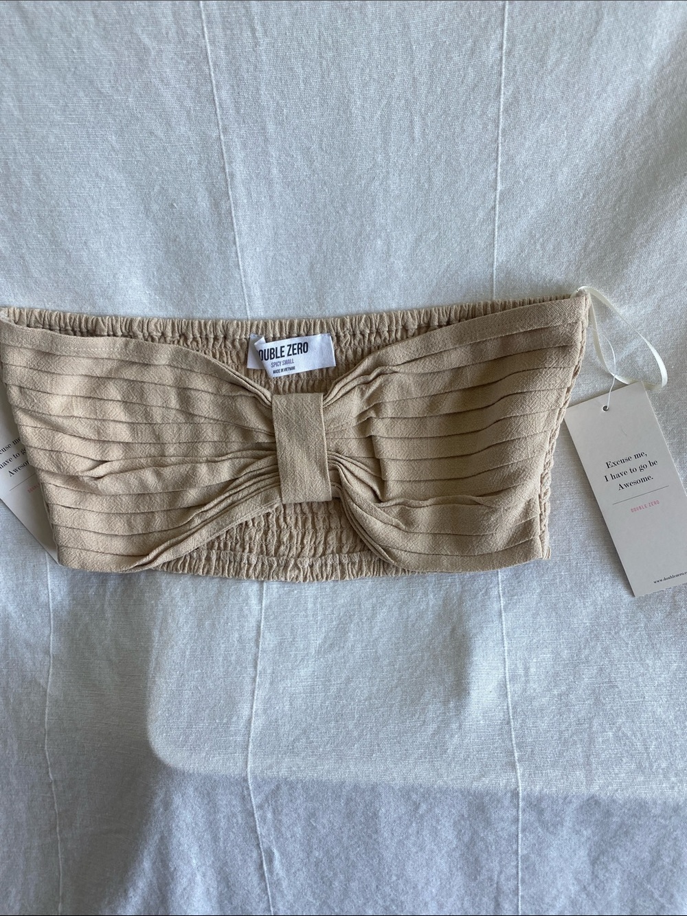 Double Zero Neutral Bow Bandeau Top